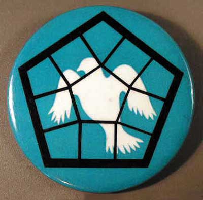 dove behind a net (blue)