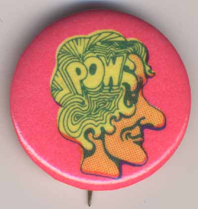 POWS psychedelic text on stylized head