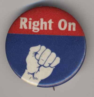 Right On with raised fist