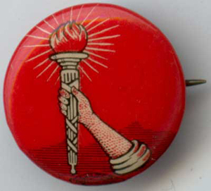 arm with torch red backgrou