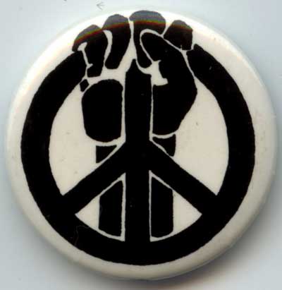 black fist clenching peace