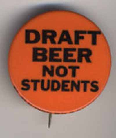 Draft Beer Not Students (black text on orange background)