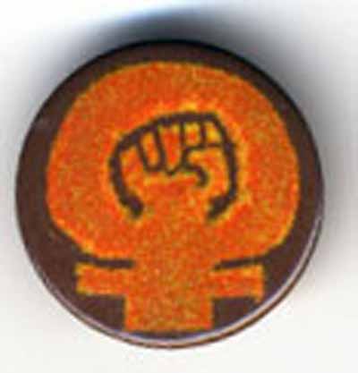 symbol for woman with upraised fist (no text)