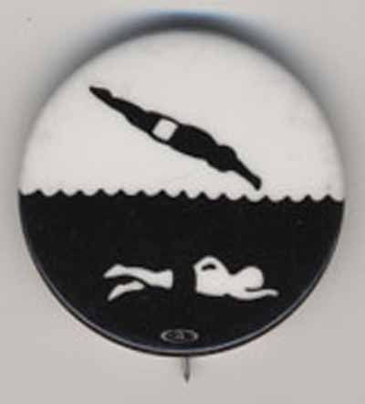 black figure diving white figure swimming…no text