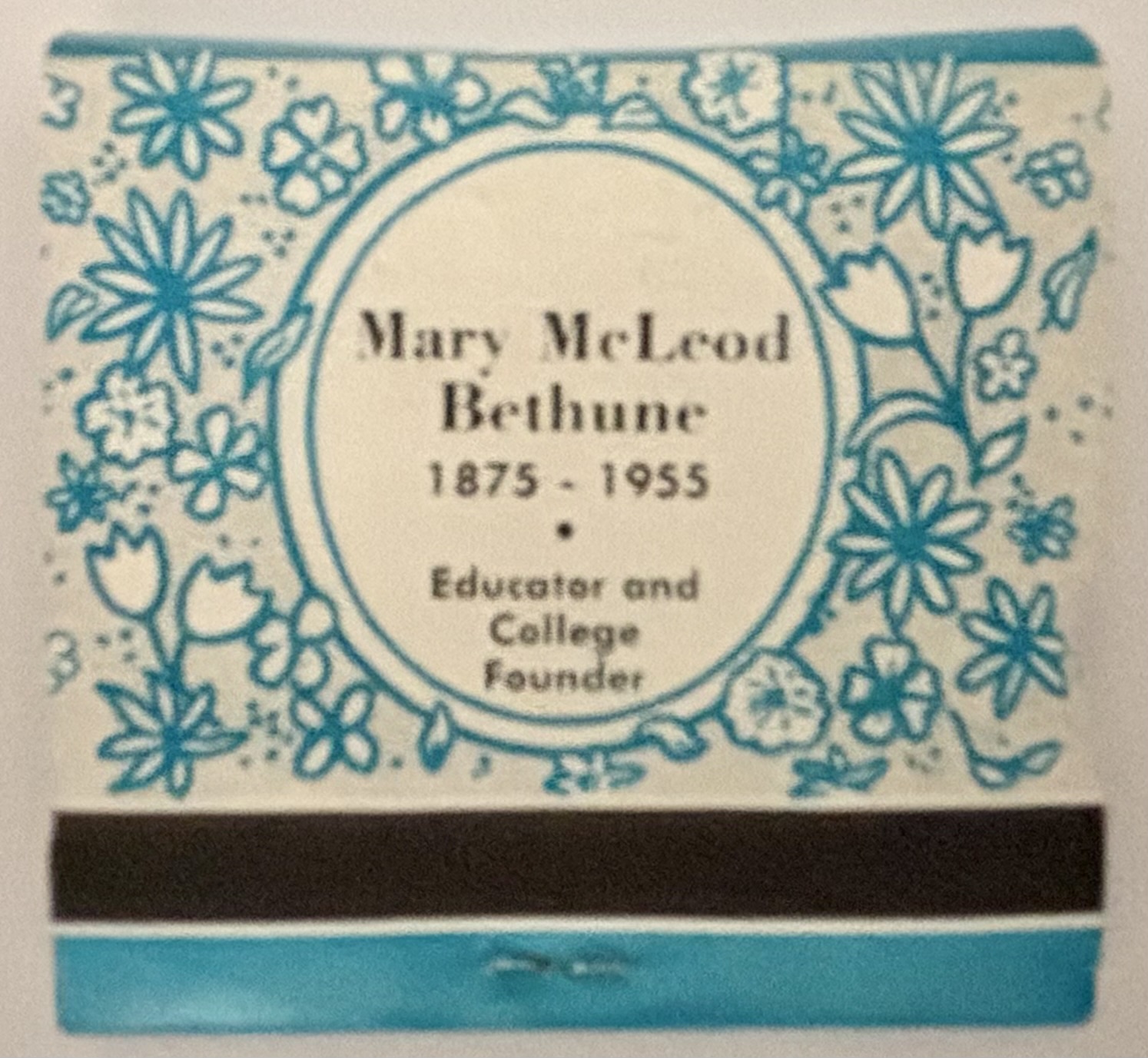 Mary McLeod Bethune Matchbook Back