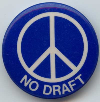No Draft – blue with white peace sign