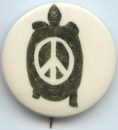 turtle with peace sign