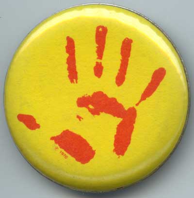 yellow metal with red paint