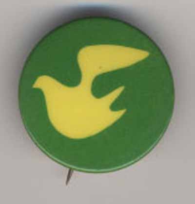 yellow peace dove on green background (no text)