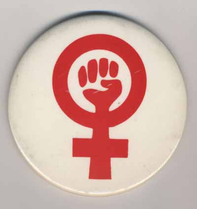 red upraised fist within symbol for woman (no text)