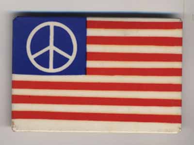 Peace sign on American flag