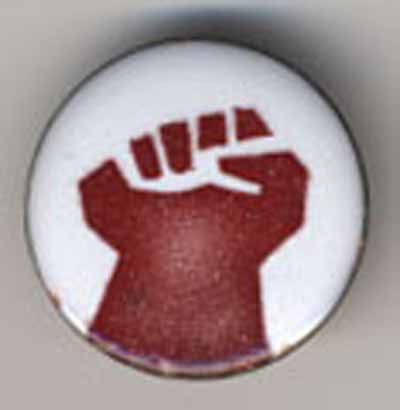 upraised red fist