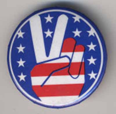 peace sign hand in red white and blue